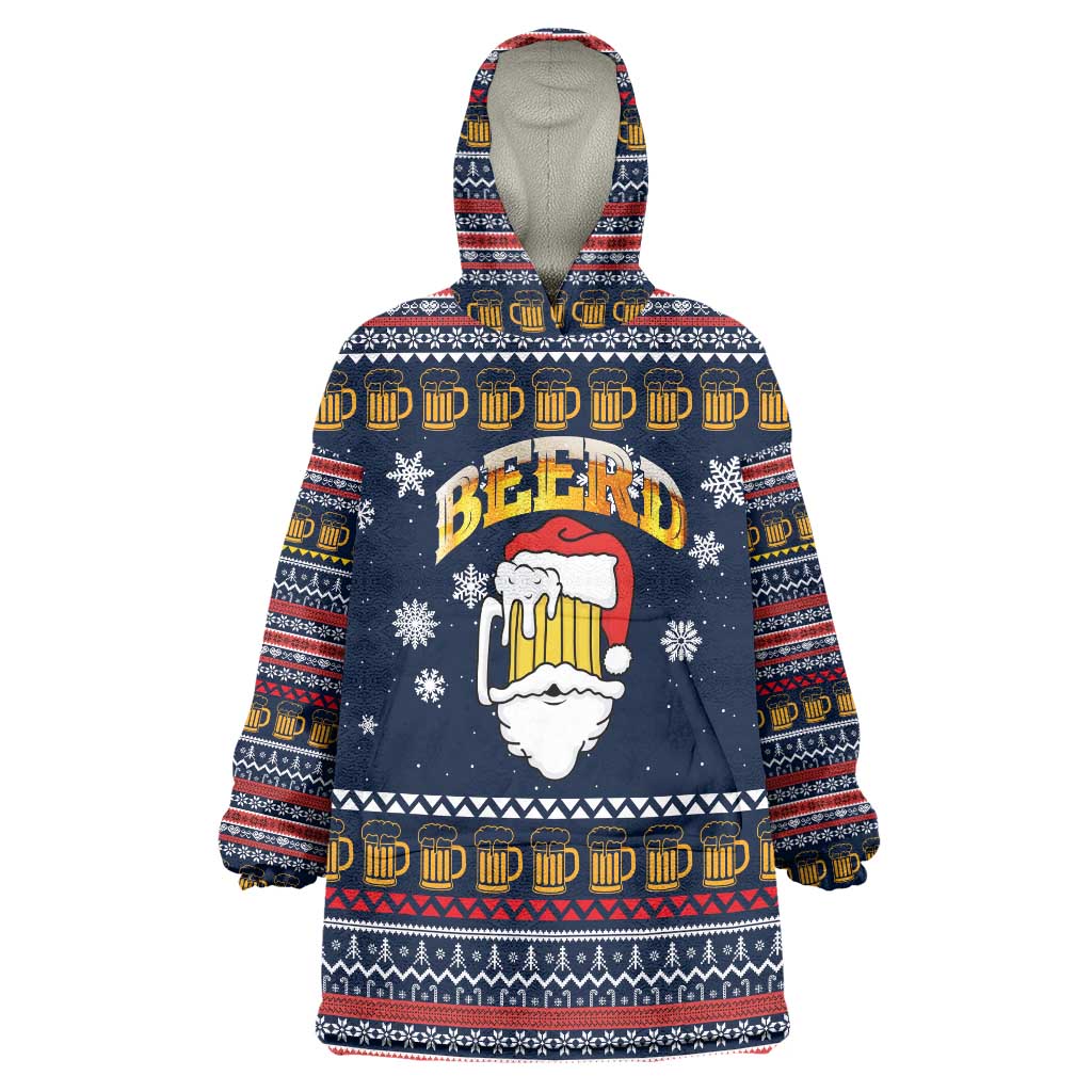 Santa Beerd Christmas Wearable Blanket Hoodie Xmas Holiday Patterns - Wonder Print Shop