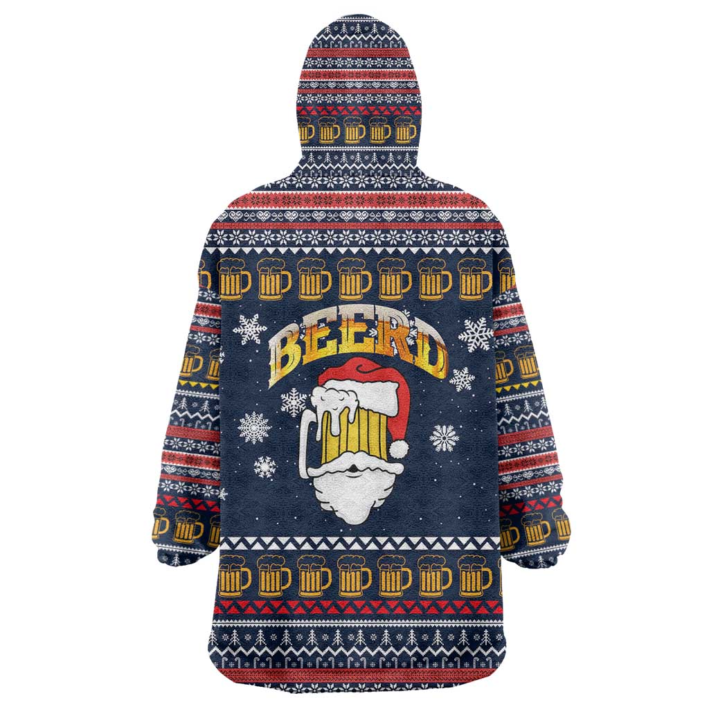 Santa Beerd Christmas Wearable Blanket Hoodie Xmas Holiday Patterns - Wonder Print Shop