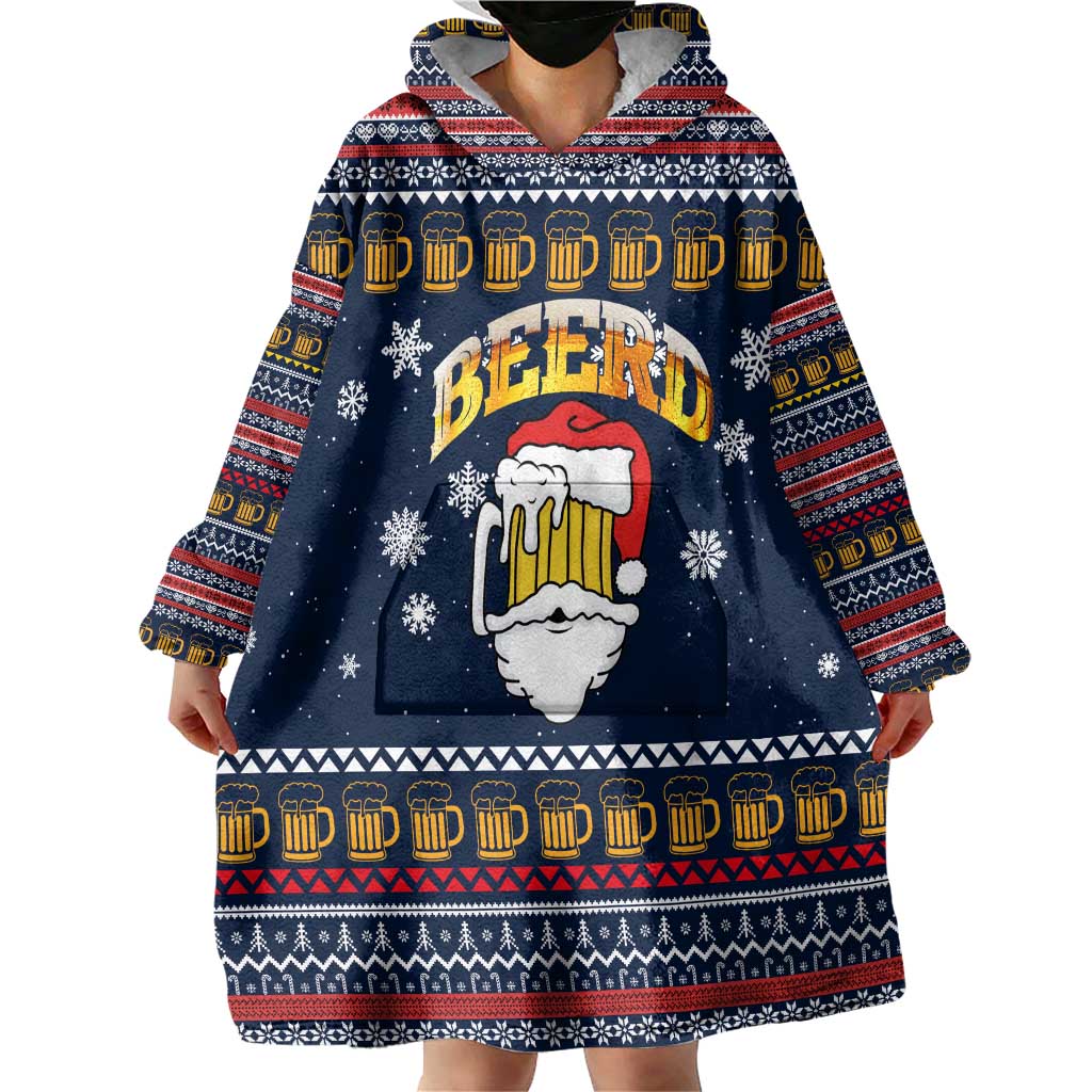 Santa Beerd Christmas Wearable Blanket Hoodie Xmas Holiday Patterns - Wonder Print Shop