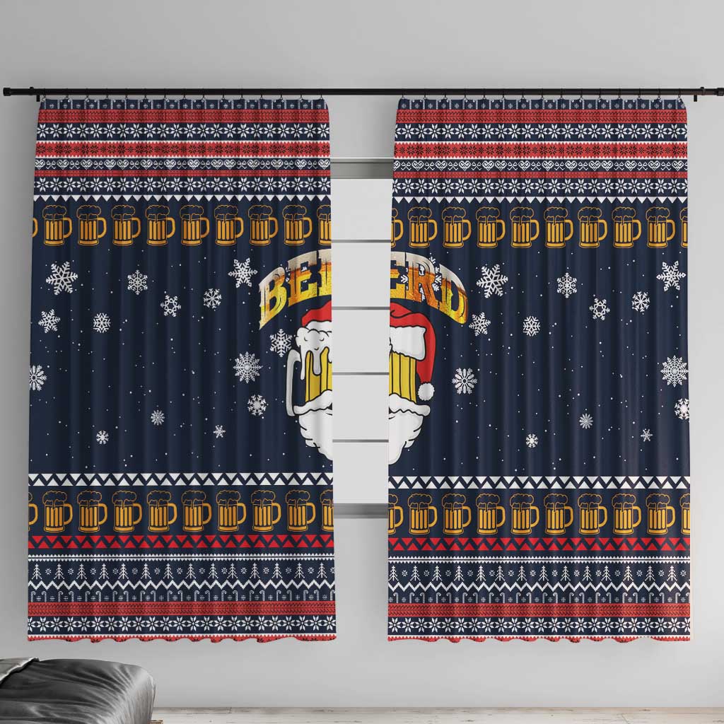 Santa Beerd Christmas Window Curtain Xmas Holiday Patterns - Wonder Print Shop
