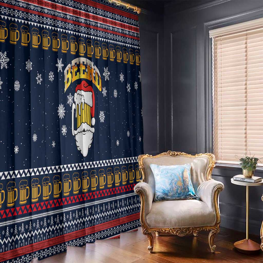 Santa Beerd Christmas Window Curtain Xmas Holiday Patterns - Wonder Print Shop