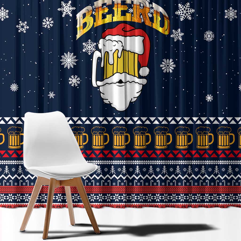 Santa Beerd Christmas Window Curtain Xmas Holiday Patterns - Wonder Print Shop