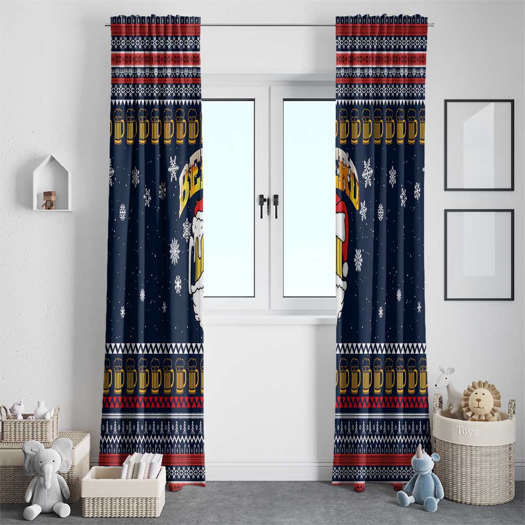 Santa Beerd Christmas Window Curtain Xmas Holiday Patterns - Wonder Print Shop