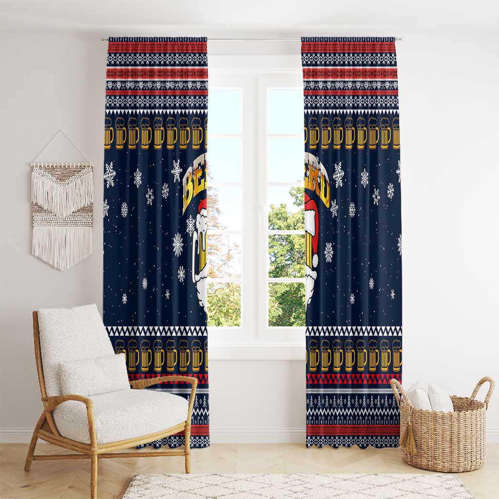 Santa Beerd Christmas Window Curtain Xmas Holiday Patterns - Wonder Print Shop