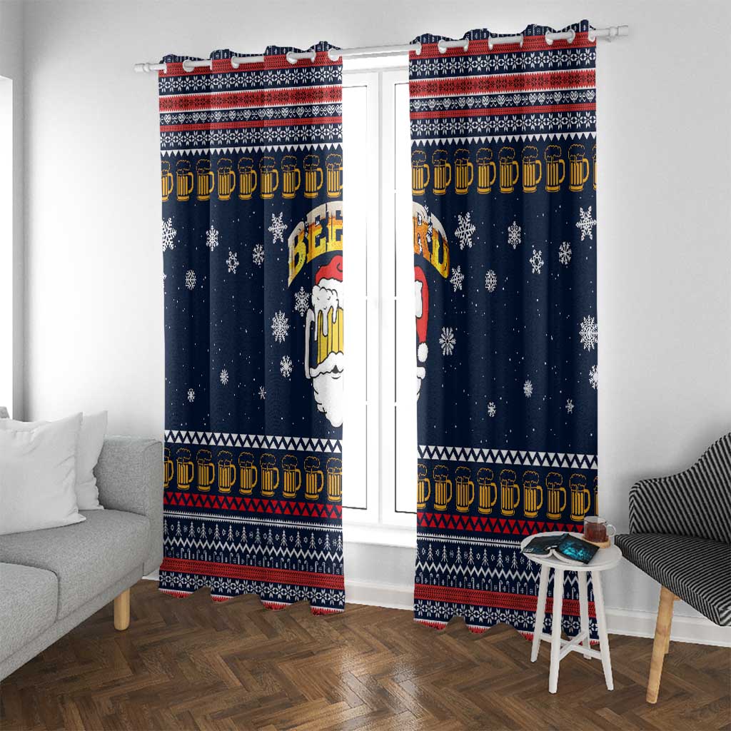 Santa Beerd Christmas Window Curtain Xmas Holiday Patterns - Wonder Print Shop