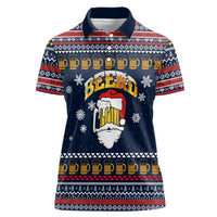 Santa Beerd Christmas Women Polo Shirt Xmas Holiday Patterns - Wonder Print Shop