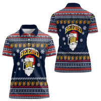 Santa Beerd Christmas Women Polo Shirt Xmas Holiday Patterns - Wonder Print Shop