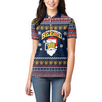 Santa Beerd Christmas Women Polo Shirt Xmas Holiday Patterns - Wonder Print Shop