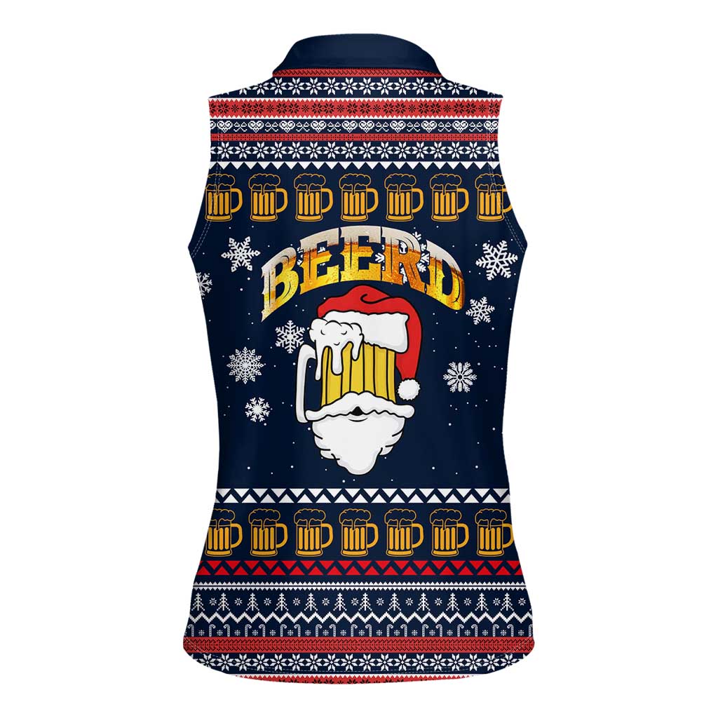 Santa Beerd Christmas Women Sleeveless Polo Shirt Xmas Holiday Patterns - Wonder Print Shop