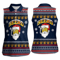 Santa Beerd Christmas Women Sleeveless Polo Shirt Xmas Holiday Patterns - Wonder Print Shop