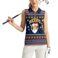 Santa Beerd Christmas Women Sleeveless Polo Shirt Xmas Holiday Patterns - Wonder Print Shop