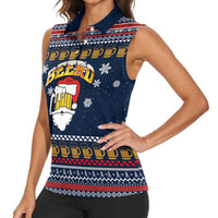 Santa Beerd Christmas Women Sleeveless Polo Shirt Xmas Holiday Patterns - Wonder Print Shop