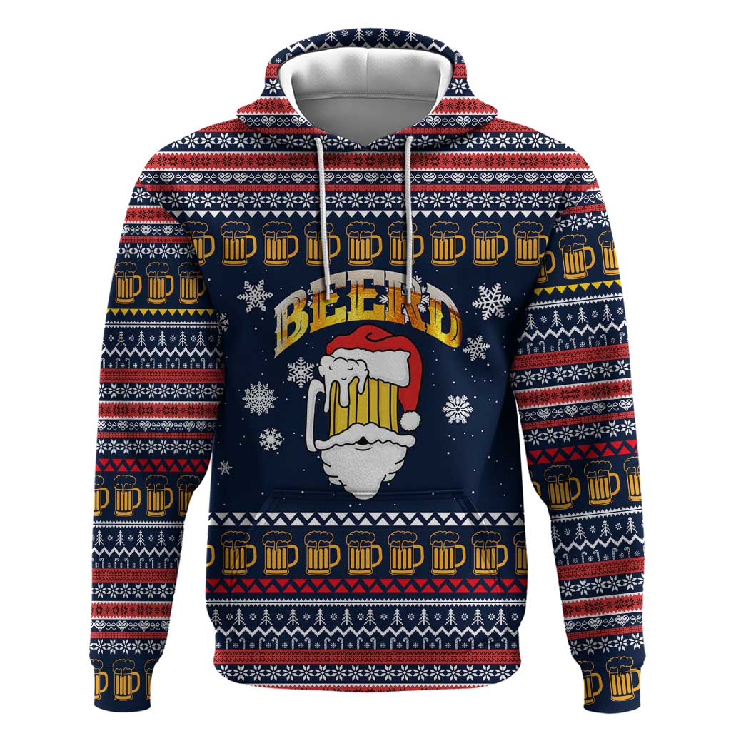 Santa Beerd Christmas Zip Hoodie Xmas Holiday Patterns - Wonder Print Shop