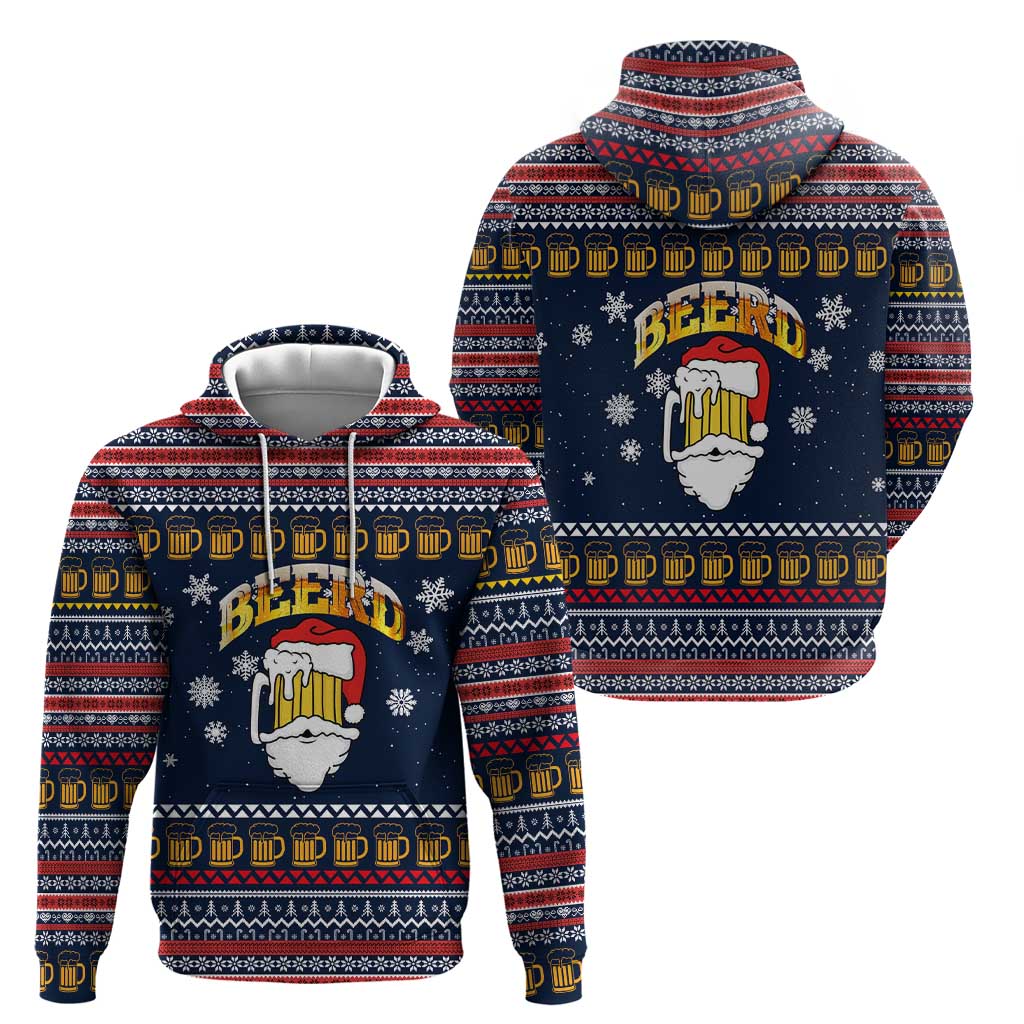 Santa Beerd Christmas Zip Hoodie Xmas Holiday Patterns - Wonder Print Shop