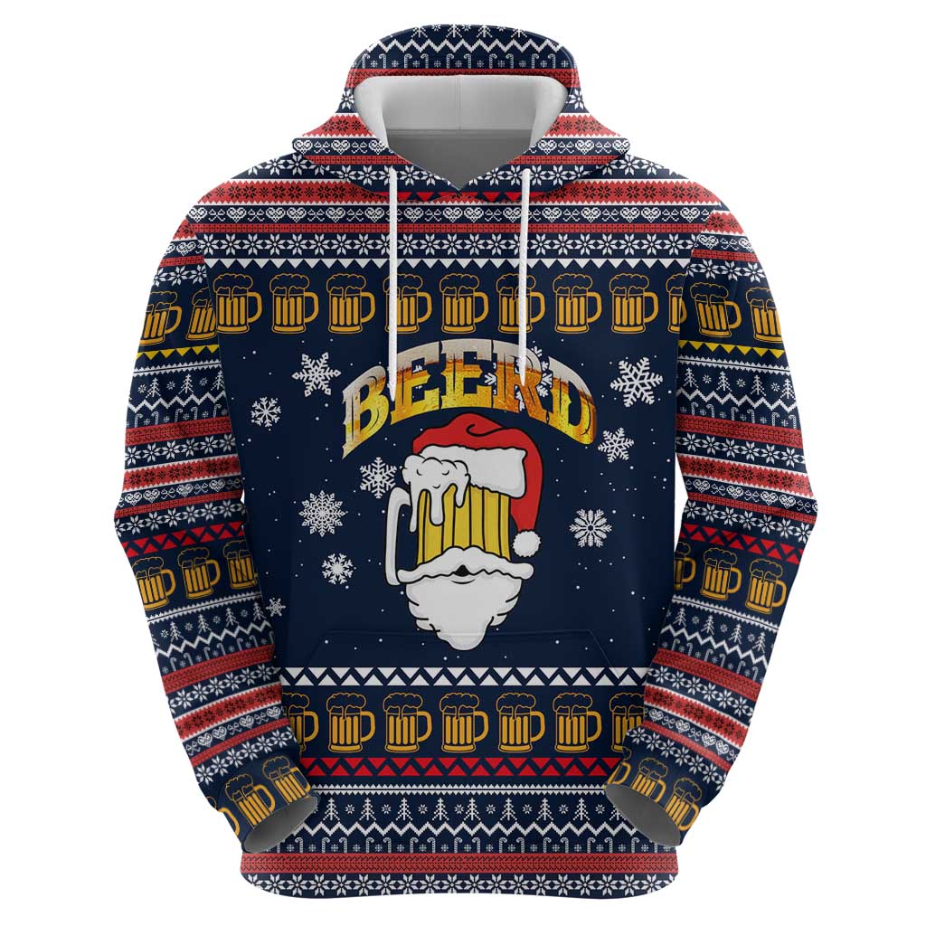 Santa Beerd Christmas Zip Hoodie Xmas Holiday Patterns - Wonder Print Shop