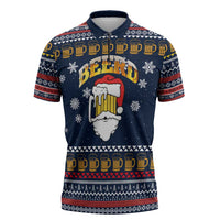 Santa Beerd Christmas Zipper Polo Shirt Xmas Holiday Patterns - Wonder Print Shop