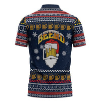 Santa Beerd Christmas Zipper Polo Shirt Xmas Holiday Patterns - Wonder Print Shop
