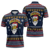 Santa Beerd Christmas Zipper Polo Shirt Xmas Holiday Patterns - Wonder Print Shop