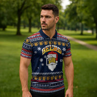 Santa Beerd Christmas Zipper Polo Shirt Xmas Holiday Patterns - Wonder Print Shop