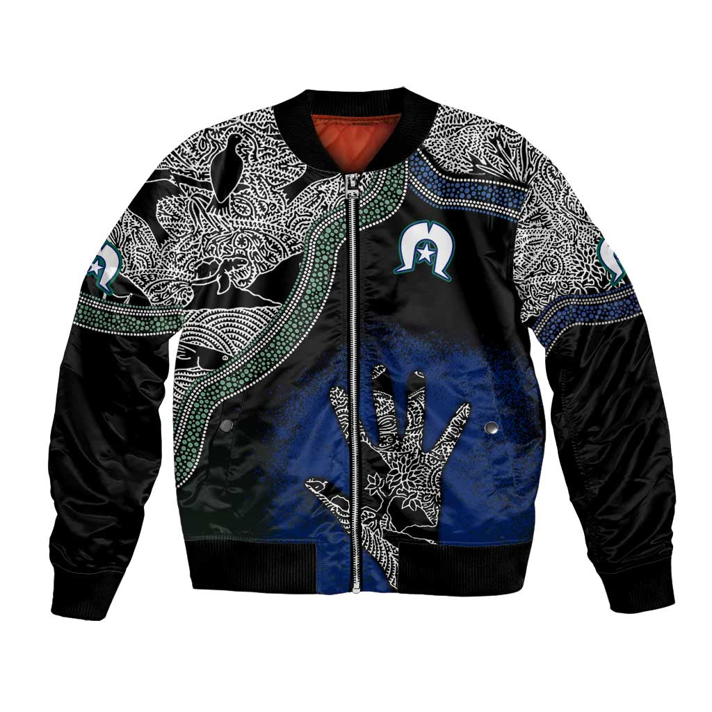 Black And White Aboriginal - Torres Strait Islanders Flag Bomber Jacket - Wonder Print Shop