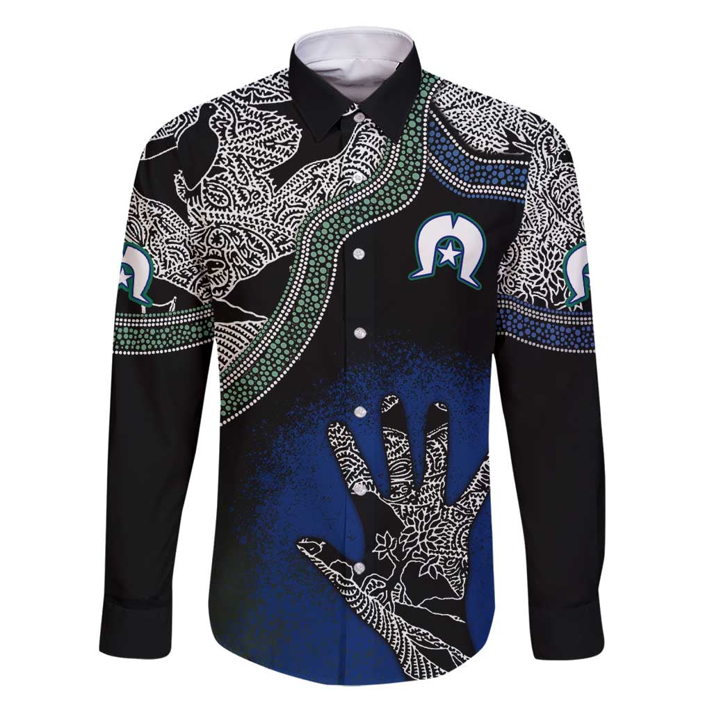 Black And White Aboriginal - Torres Strait Islanders Flag Family Matching Long Sleeve Bodycon Dress and Hawaiian Shirt - Wonder Print Shop