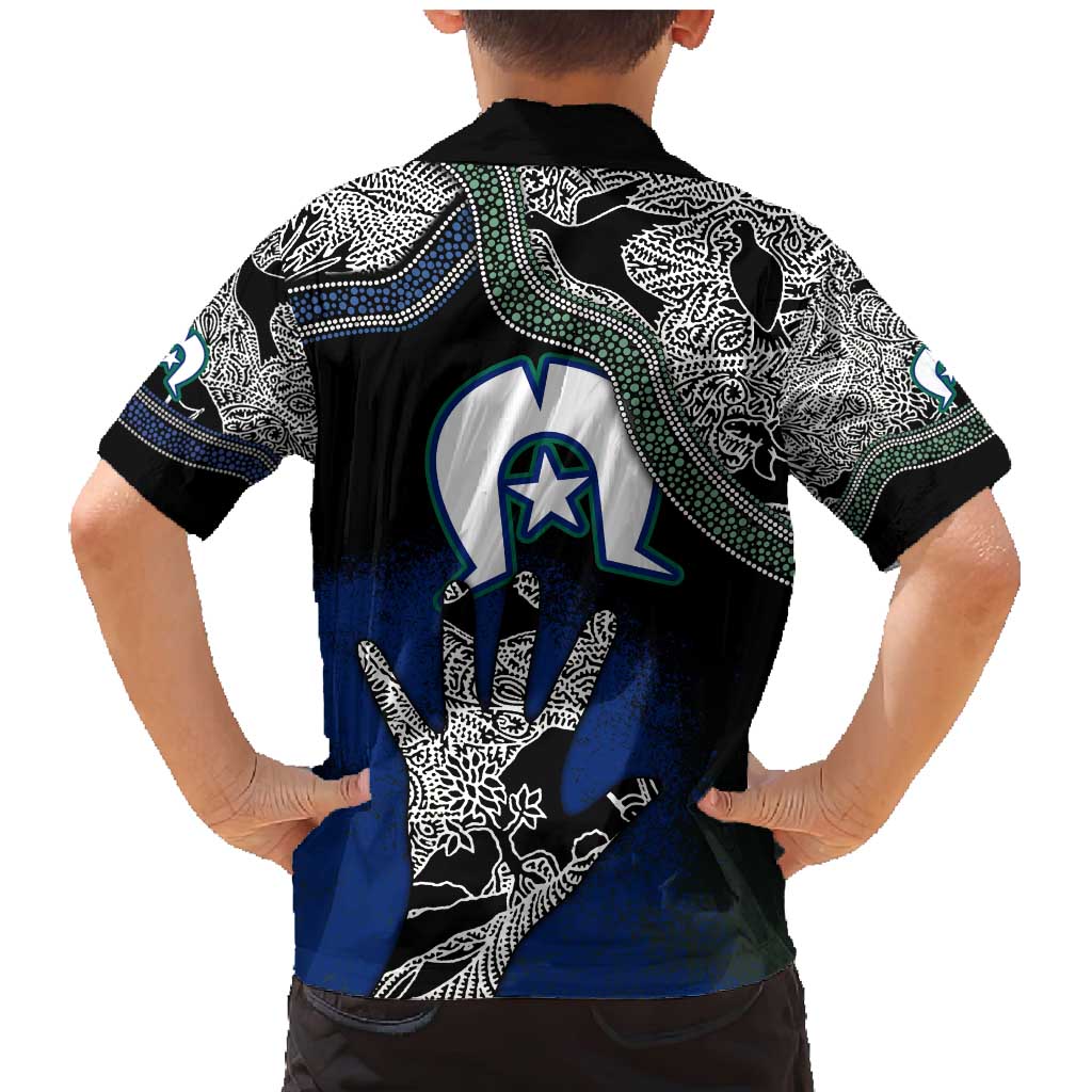 Black And White Aboriginal - Torres Strait Islanders Flag Family Matching Mermaid Dress and Hawaiian Shirt - Wonder Print Shop