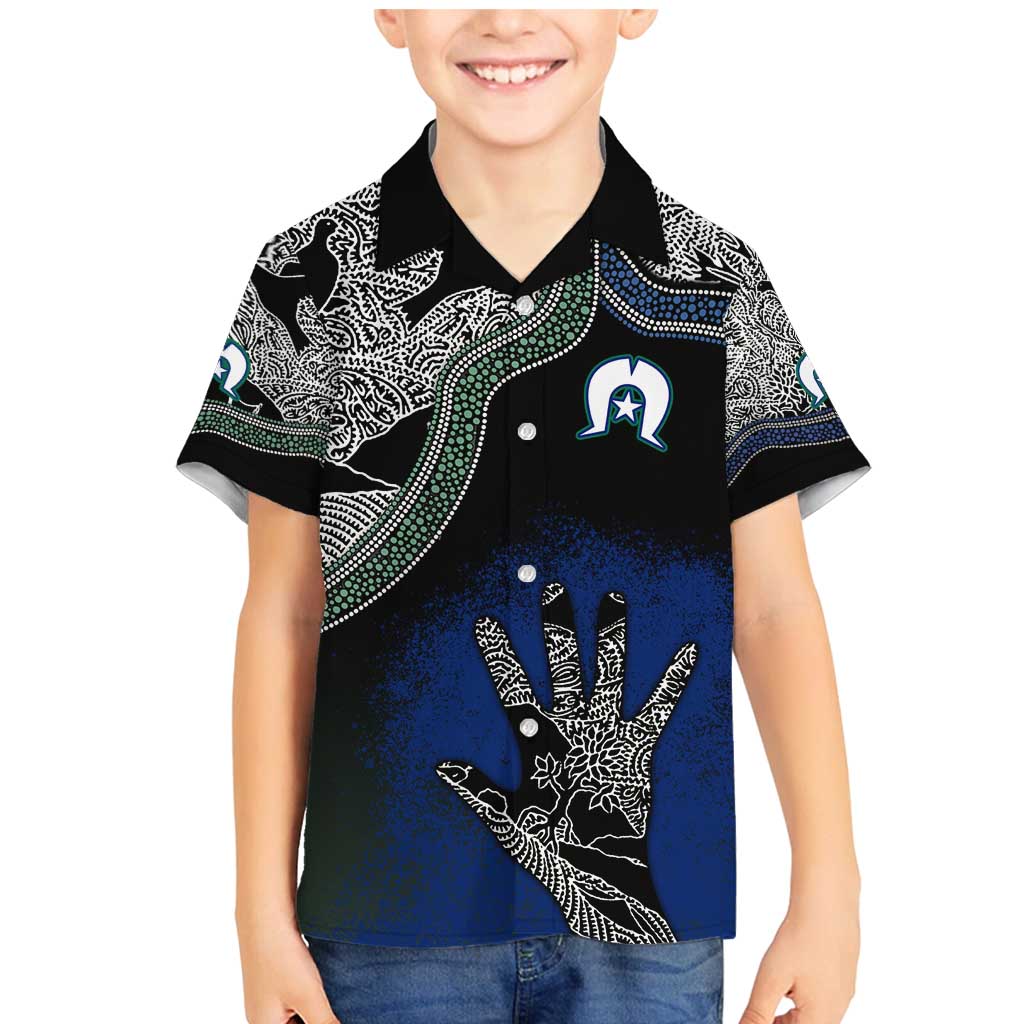 Black And White Aboriginal - Torres Strait Islanders Flag Family Matching Mermaid Dress and Hawaiian Shirt - Wonder Print Shop