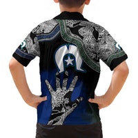 Black And White Aboriginal - Torres Strait Islanders Flag Family Matching Off Shoulder Long Sleeve Dress and Hawaiian Shirt - Wonder Print Shop