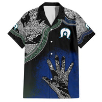 Black And White Aboriginal - Torres Strait Islanders Flag Family Matching Off Shoulder Long Sleeve Dress and Hawaiian Shirt - Wonder Print Shop