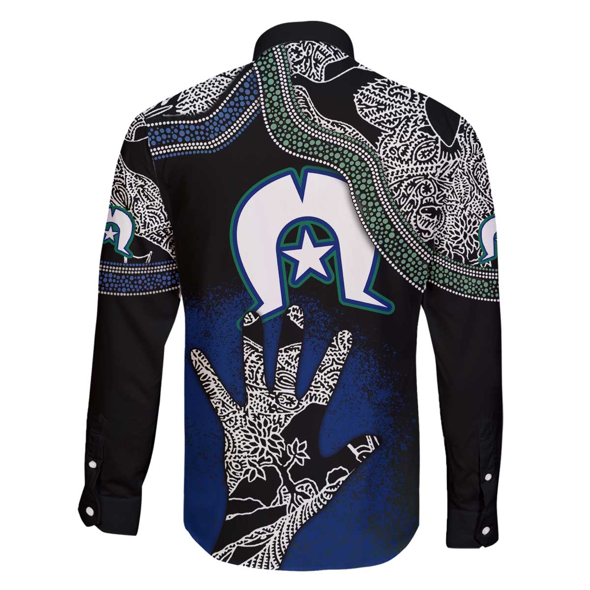 Black And White Aboriginal - Torres Strait Islanders Flag Family Matching Off Shoulder Long Sleeve Dress and Hawaiian Shirt - Wonder Print Shop