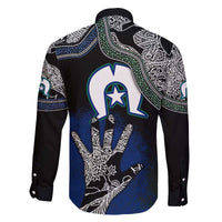 Black And White Aboriginal - Torres Strait Islanders Flag Family Matching Off Shoulder Long Sleeve Dress and Hawaiian Shirt - Wonder Print Shop