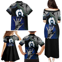 Black And White Aboriginal - Torres Strait Islanders Flag Family Matching Puletasi and Hawaiian Shirt - Wonder Print Shop