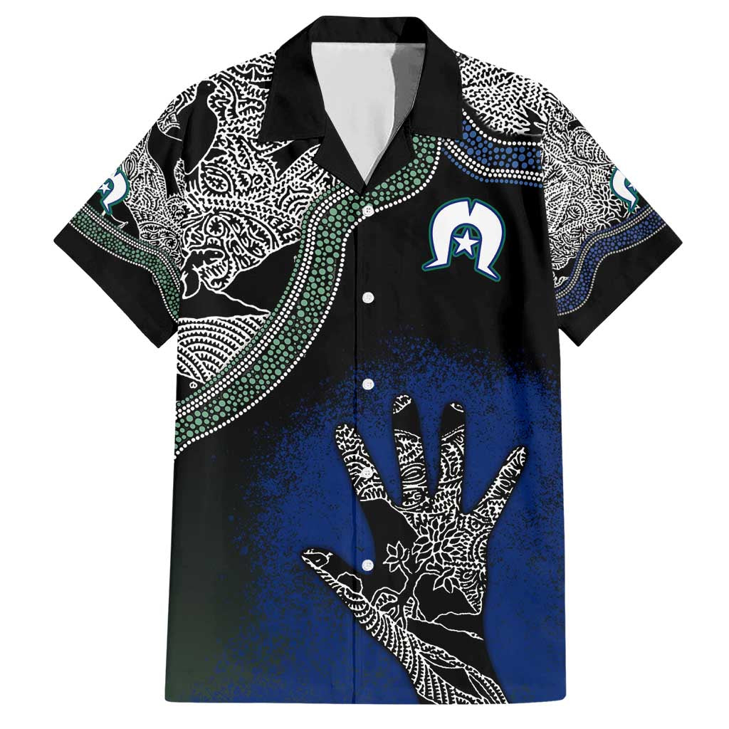Black And White Aboriginal - Torres Strait Islanders Flag Family Matching Short Sleeve Bodycon Dress and Hawaiian Shirt - Wonder Print Shop