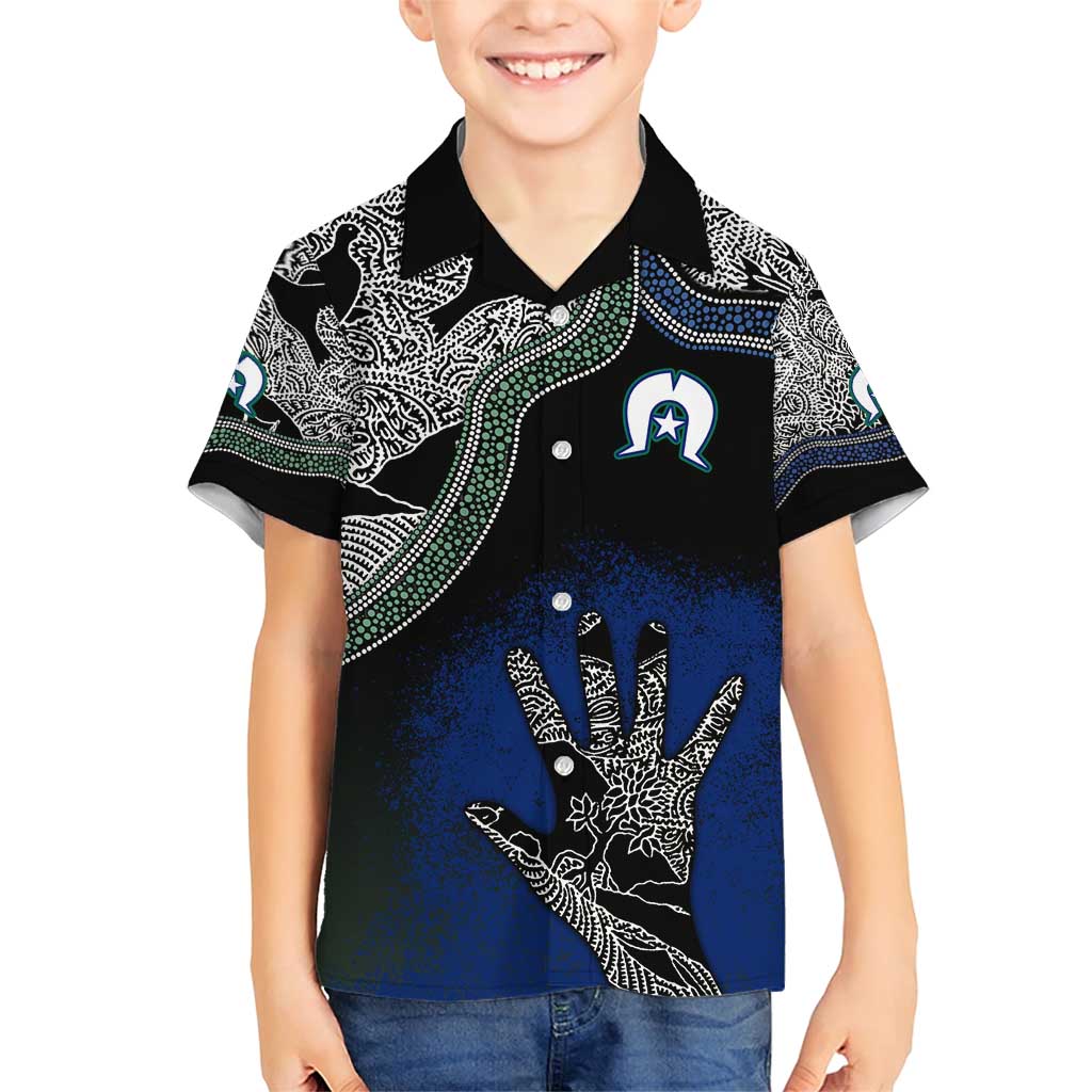 Black And White Aboriginal - Torres Strait Islanders Flag Family Matching Short Sleeve Bodycon Dress and Hawaiian Shirt - Wonder Print Shop
