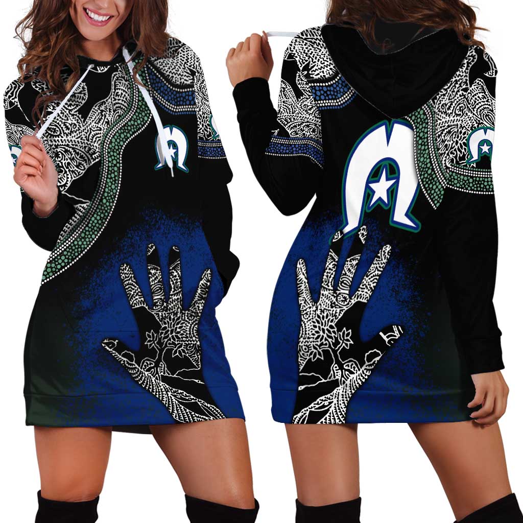 Black And White Aboriginal - Torres Strait Islanders Flag Hoodie Dress - Wonder Print Shop