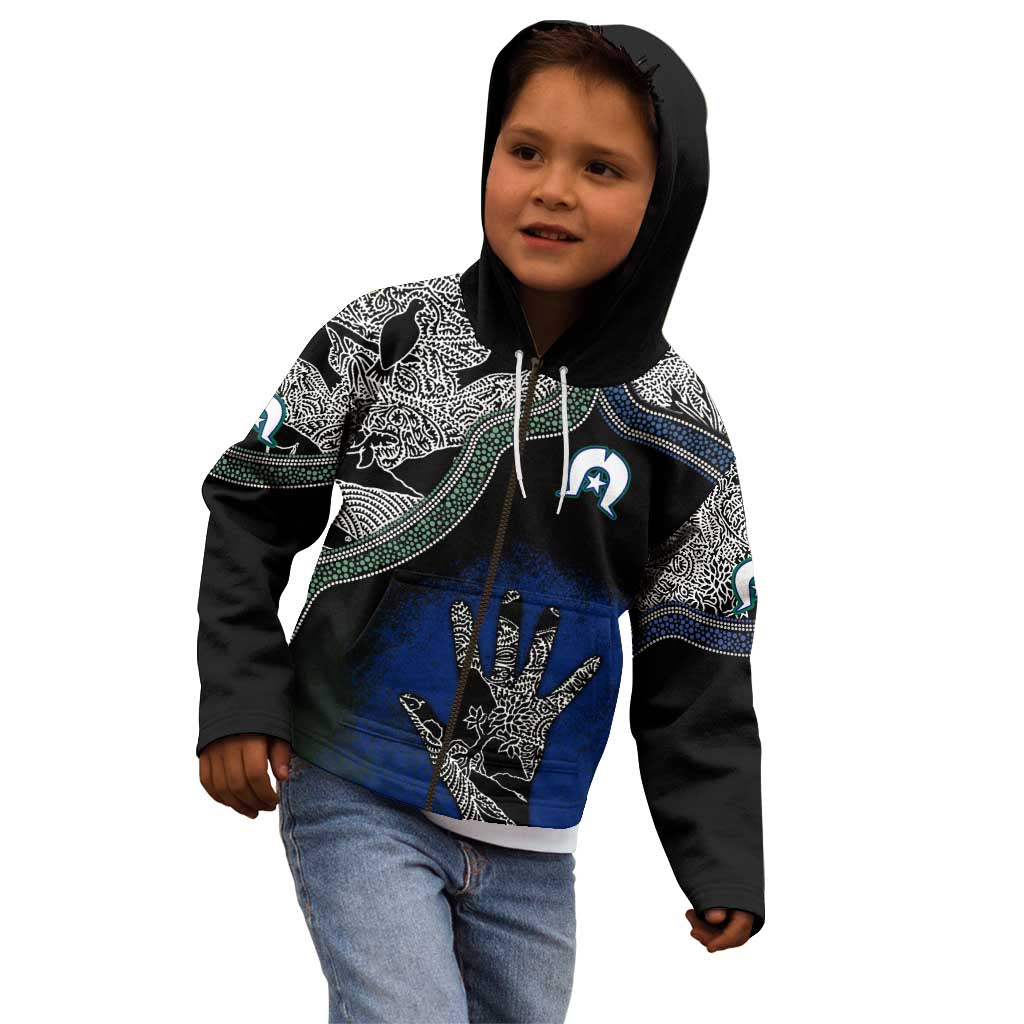 Black And White Aboriginal - Torres Strait Islanders Flag Kid Hoodie - Wonder Print Shop