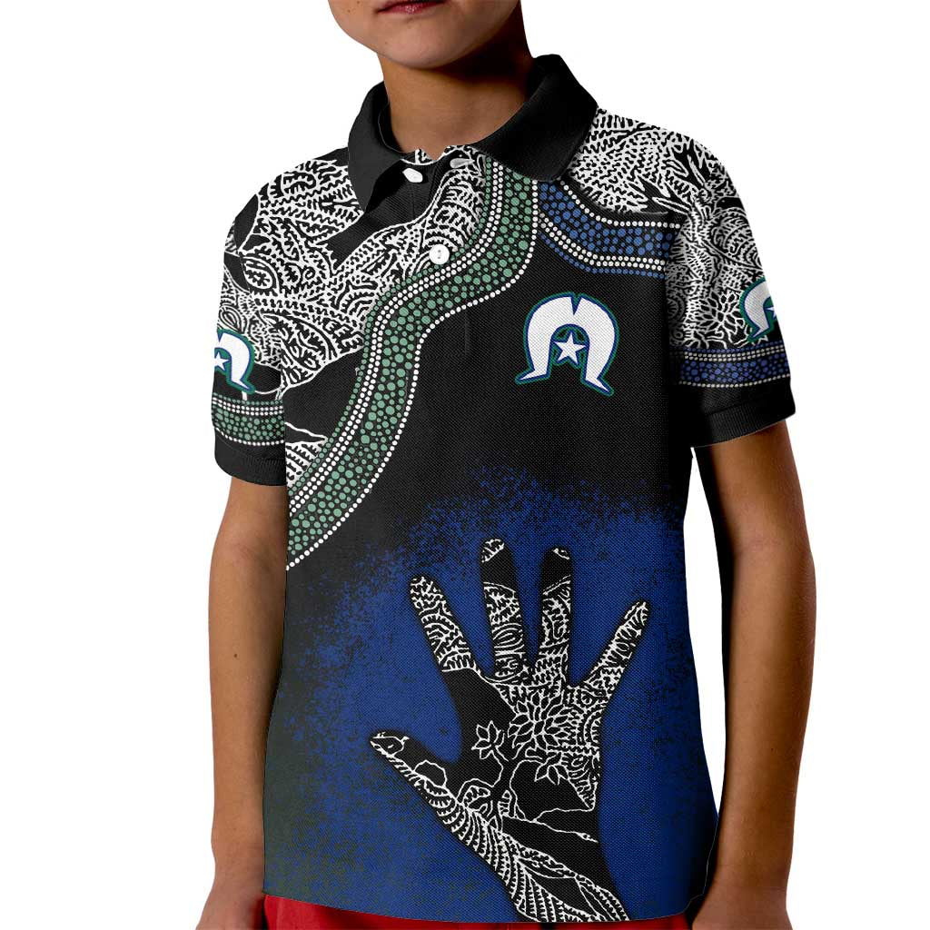Black And White Aboriginal - Torres Strait Islanders Flag Kid Polo Shirt - Wonder Print Shop