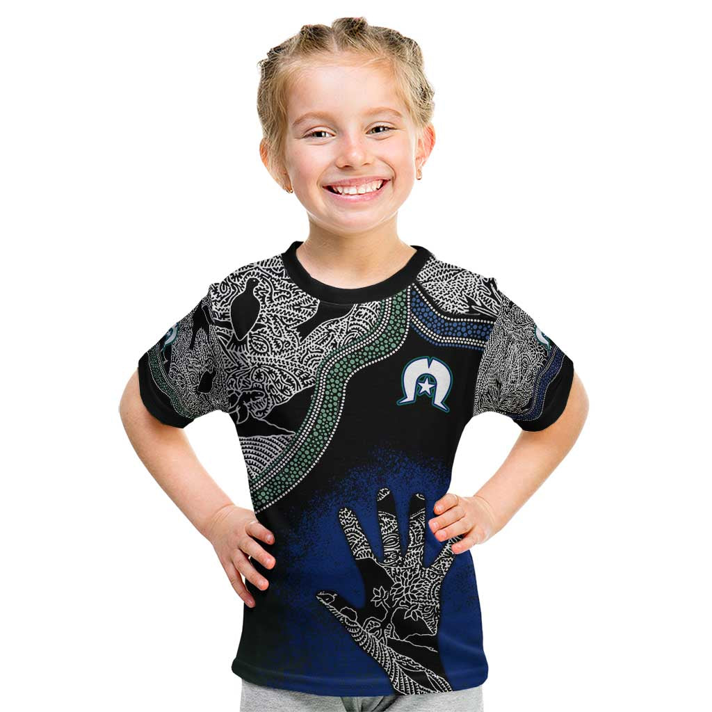 Black And White Aboriginal - Torres Strait Islanders Flag Kid T Shirt - Wonder Print Shop