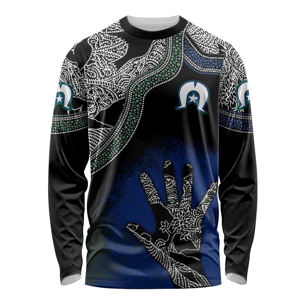 Black And White Aboriginal - Torres Strait Islanders Flag Long Sleeve Shirt - Wonder Print Shop