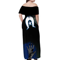 Black And White Aboriginal - Torres Strait Islanders Flag Off Shoulder Maxi Dress - Wonder Print Shop