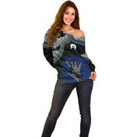 Black And White Aboriginal - Torres Strait Islanders Flag Off Shoulder Sweater - Wonder Print Shop