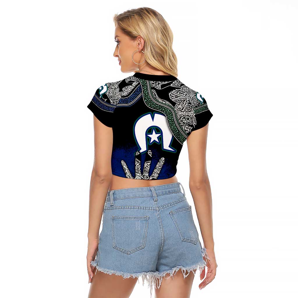 Black And White Aboriginal - Torres Strait Islanders Flag Raglan Cropped T Shirt - Wonder Print Shop