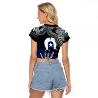 Black And White Aboriginal - Torres Strait Islanders Flag Raglan Cropped T Shirt - Wonder Print Shop