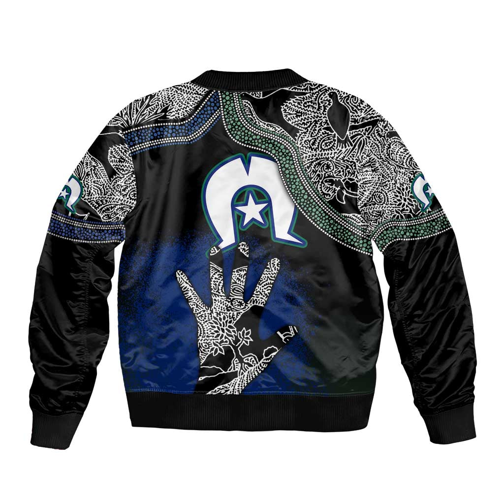 Black And White Aboriginal - Torres Strait Islanders Flag Sleeve Zip Bomber Jacket - Wonder Print Shop