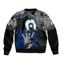 Black And White Aboriginal - Torres Strait Islanders Flag Sleeve Zip Bomber Jacket - Wonder Print Shop