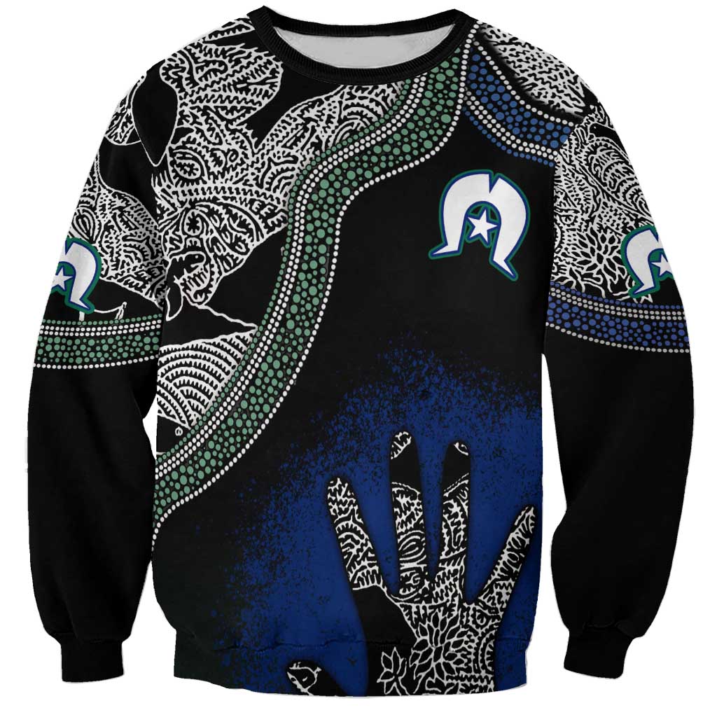 Black And White Aboriginal - Torres Strait Islanders Flag Sweatshirt - Wonder Print Shop