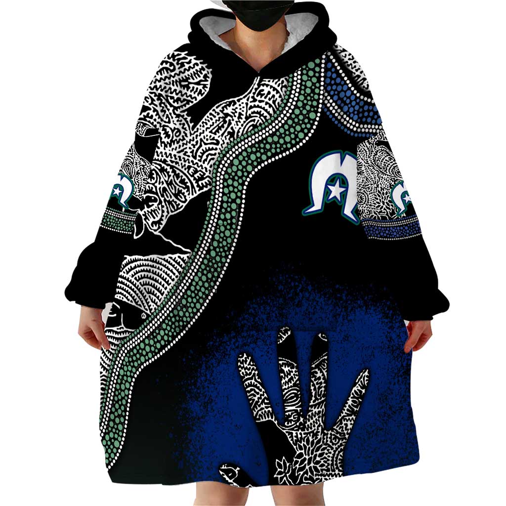 Black And White Aboriginal - Torres Strait Islanders Flag Wearable Blanket Hoodie - Wonder Print Shop