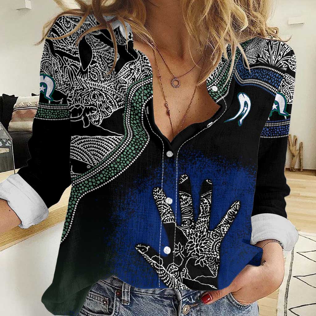 Black And White Aboriginal - Torres Strait Islanders Flag Women Casual Shirt - Wonder Print Shop