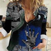 Black And White Aboriginal - Torres Strait Islanders Flag Women Casual Shirt - Wonder Print Shop