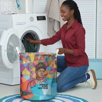 Ida B. Wells Laundry Basket with Colorful Patchwork Pattern Design Confident Portrait Civil Rights and Journalism Tribute - Wonder Print Shop